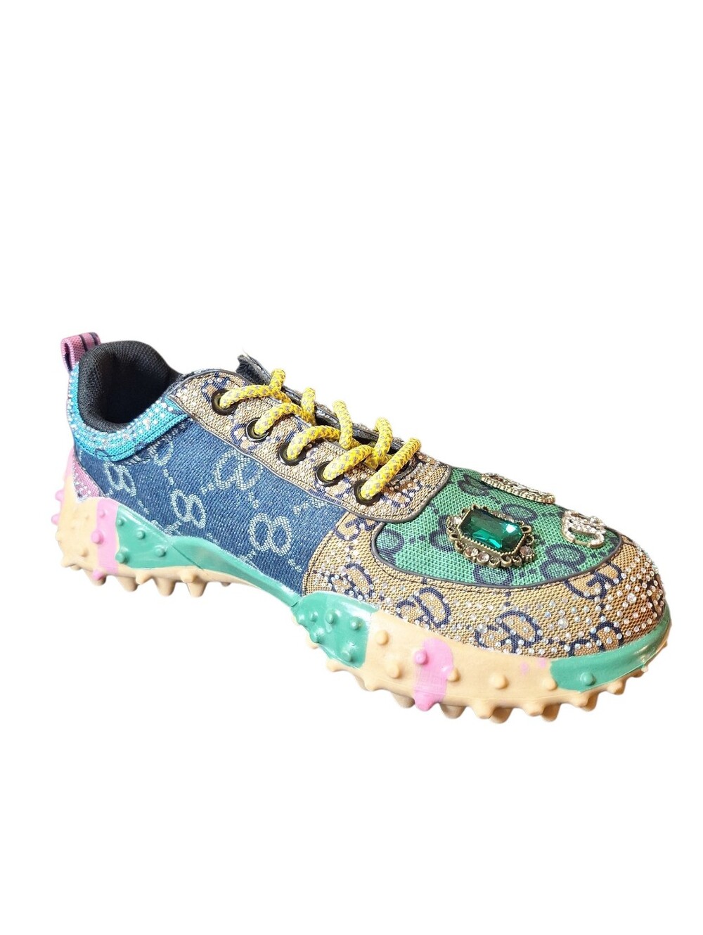 NIB Taxi Multicolor Jeweled Spiked Platform Sneakers